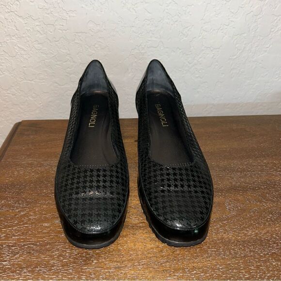 Bagnoli Houndstooth Print Patent Leather Mini Wedge Shoes - Picture 3 of 11